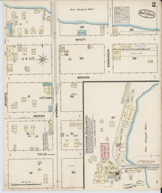 Sanborn Fire Insurance Map from Antioch, Contra Costa County, California (1884), Sheet #0002 - Historic Sanborn Fire Insurance Map Print, vintage old map wall art, antique decor, genealogy gift, California California map