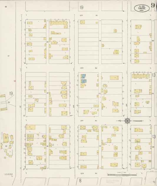 Sanborn Fire Insurance Map from Havre, Hill County, Montana (1920), Sheet #0009 - Historic Sanborn Fire Insurance Map Print, vintage old map wall art, antique decor, genealogy gift, Montana Montana map