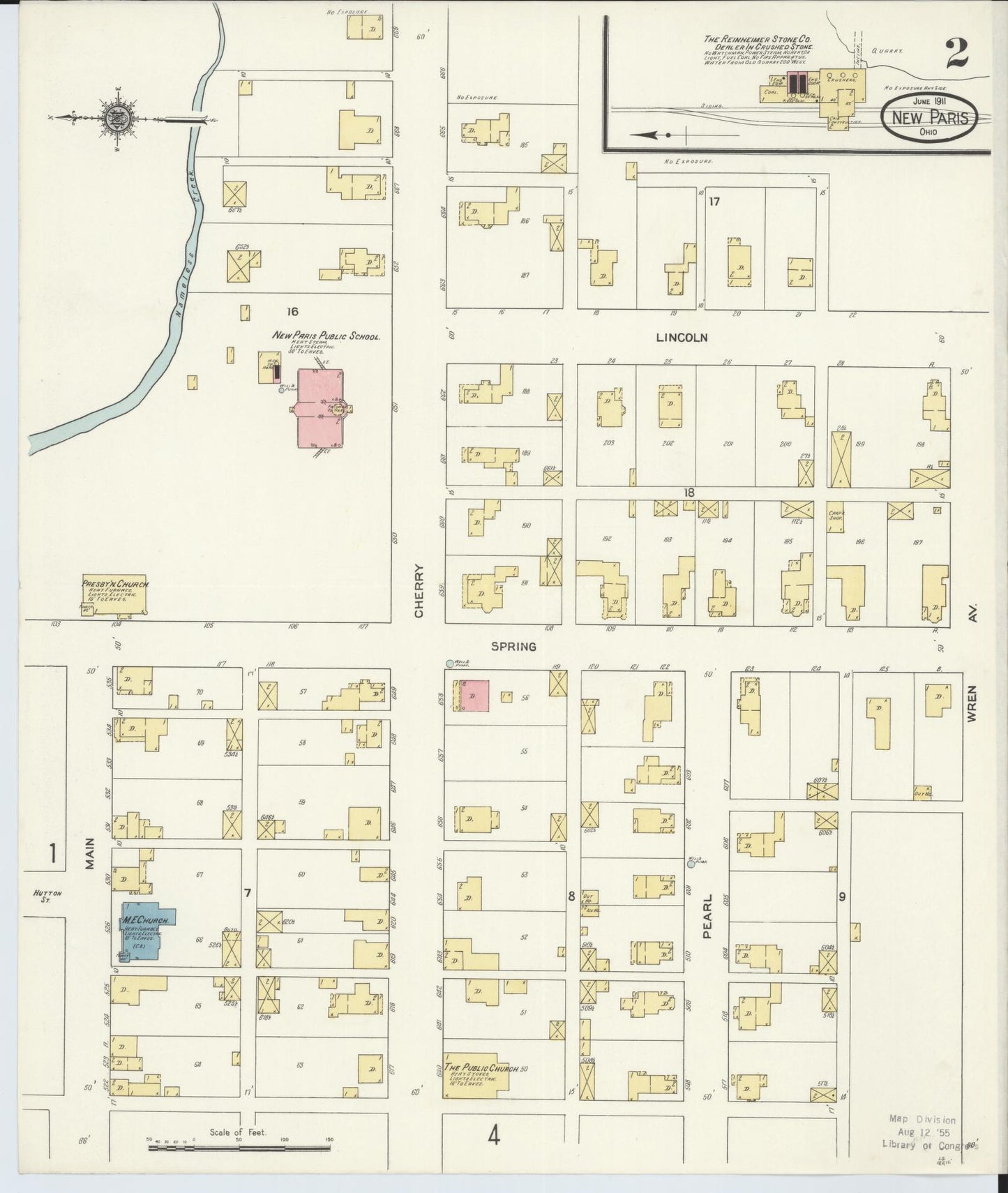 Sanborn Fire Insurance Map from New Paris, Preble County, Ohio (1911), Sheet #0002 - Historic Sanborn Fire Insurance Map Print, vintage old map wall art, antique decor, genealogy gift, Ohio Ohio map