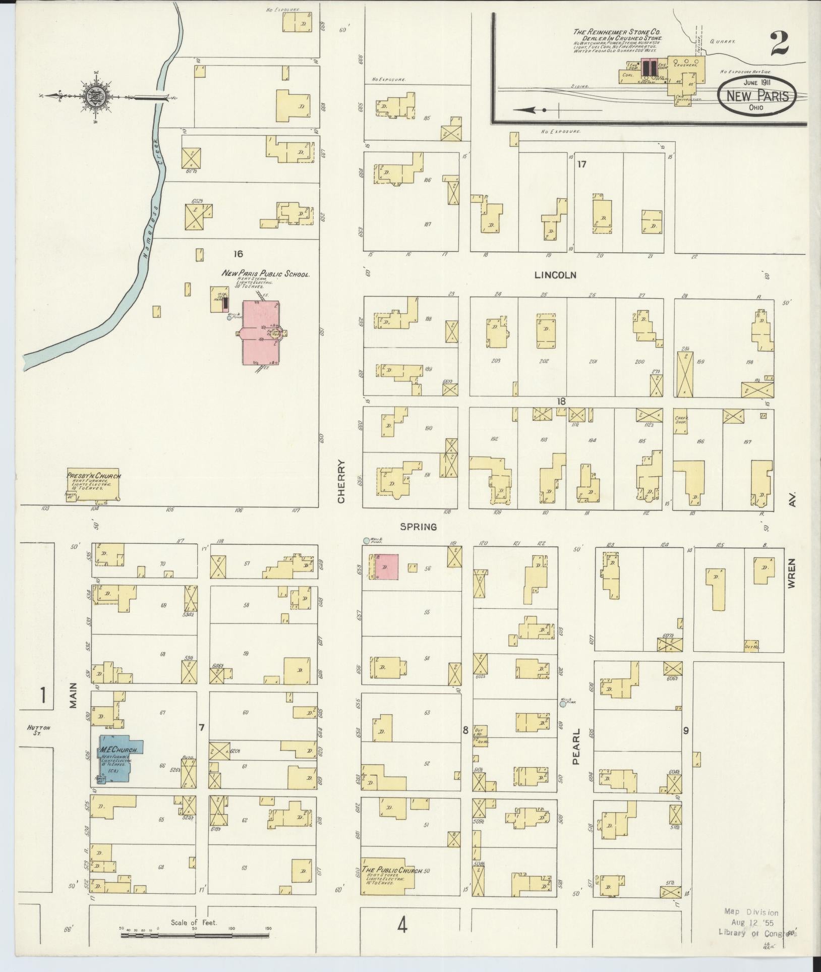 Sanborn Fire Insurance Map from New Paris, Preble County, Ohio (1911), Sheet #0002 - Historic Sanborn Fire Insurance Map Print, vintage old map wall art, antique decor, genealogy gift, Ohio Ohio map
