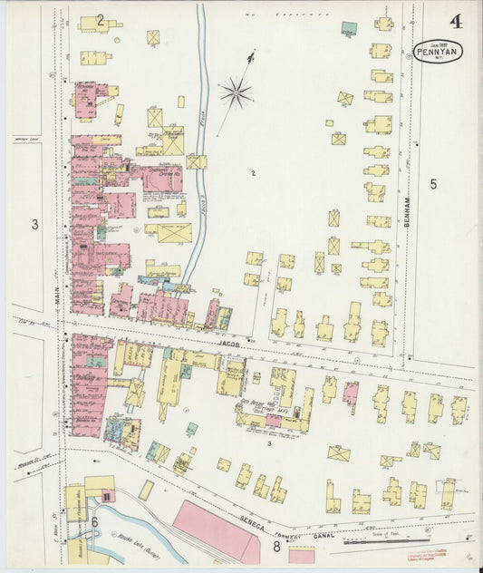 Sanborn Fire Insurance Map from Penn Yan, Yates County, New York (1897), Sheet #0004 - Historic Sanborn Fire Insurance Map Print, vintage old map wall art, antique decor, genealogy gift, New York New York map