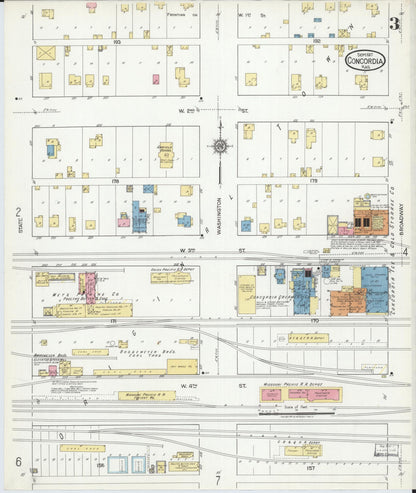Sanborn Fire Insurance Map from Concordia, Cloud County, Kansas (1917), Sheet #0003 - Complete Map Set gallery image, historic Sanborn map, vintage wall art, Kansas Kansas