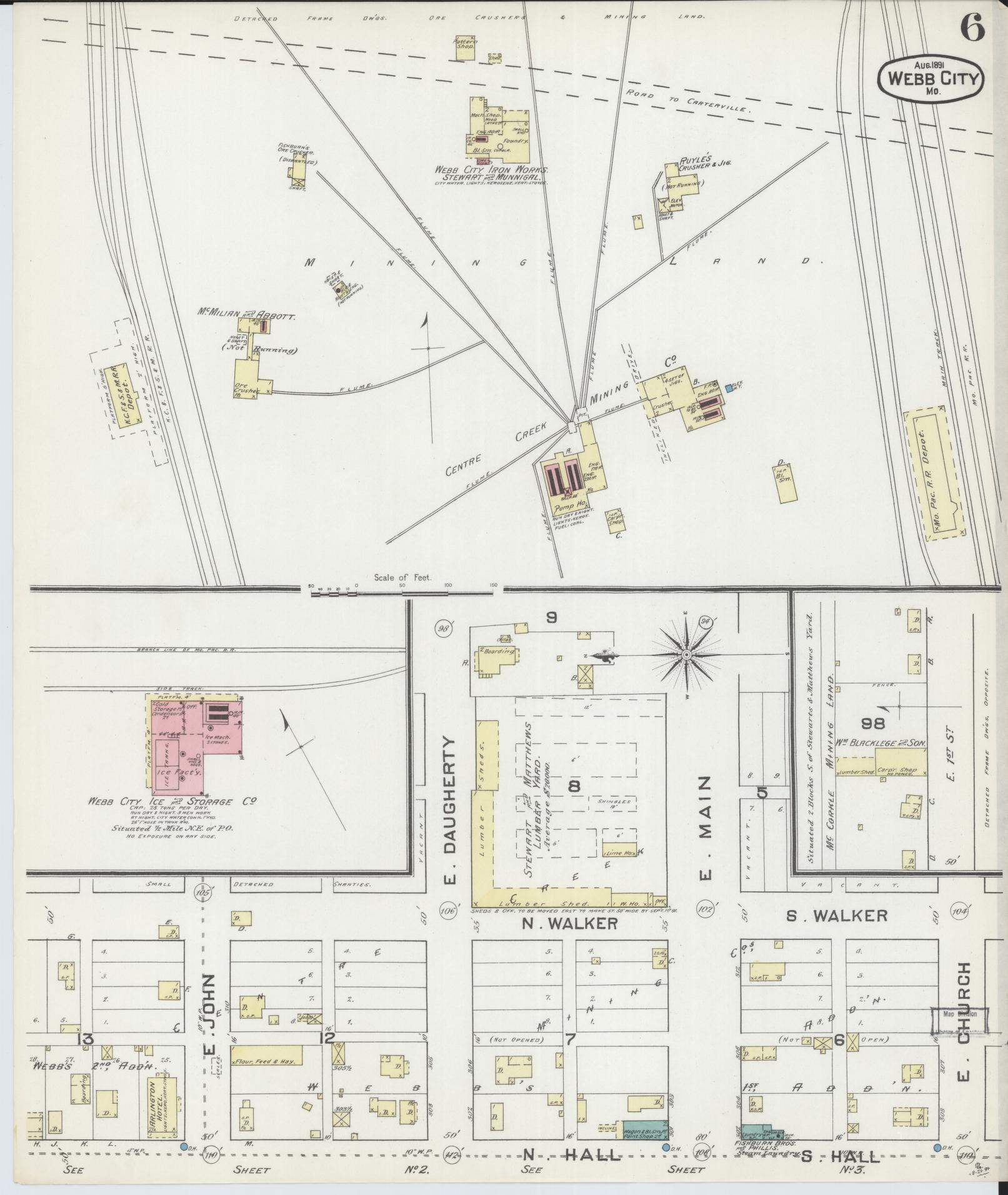 Sanborn Fire Insurance Map from Webb City, Jasper County, Missouri (1891), Sheet #0006 - Complete Map Set gallery image, historic Sanborn map, vintage wall art, Missouri Missouri