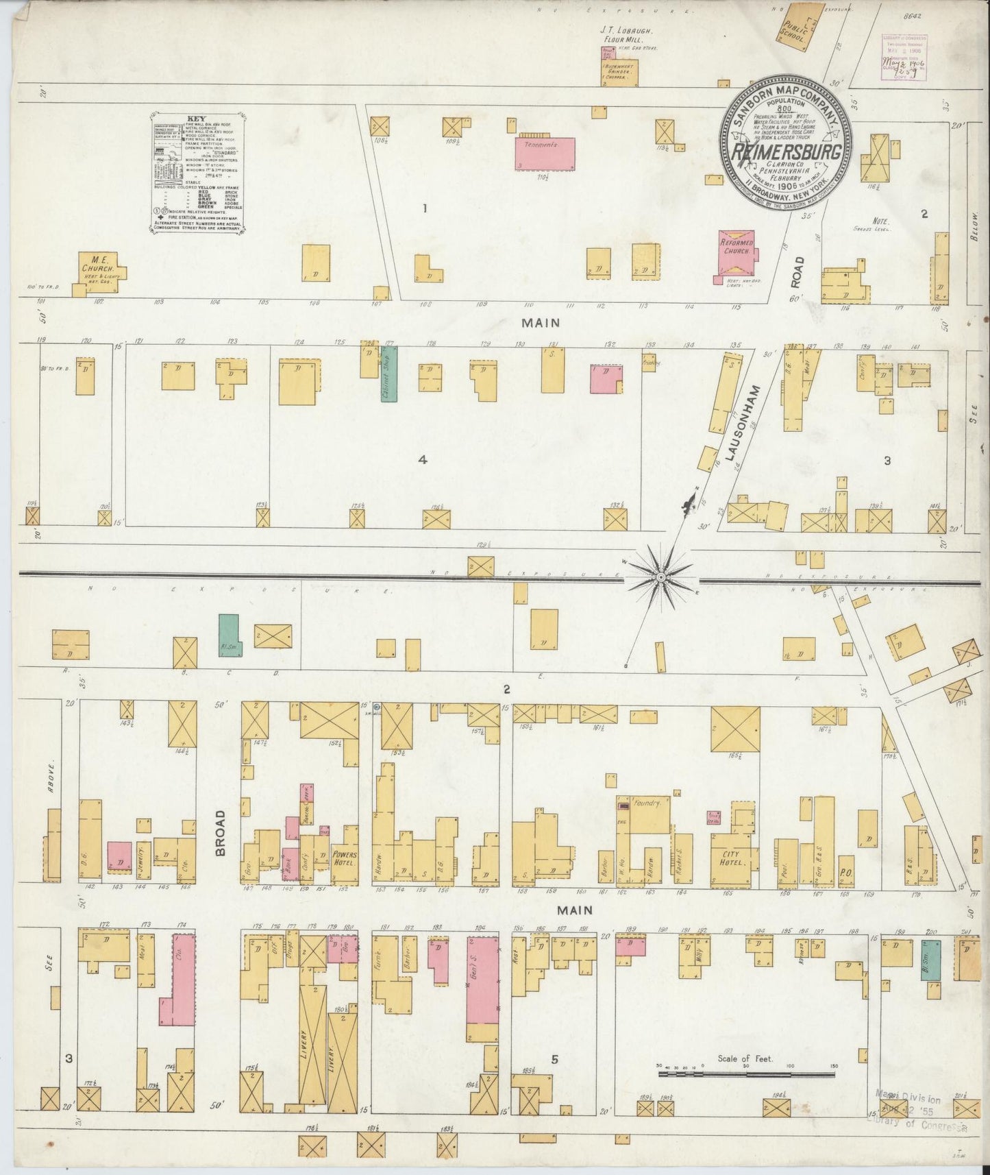 Sanborn Fire Insurance Map from Rimersburg, Clarion County, Pennsylvania. (1906) – Historic Sanborn Fire Insurance Map Print
