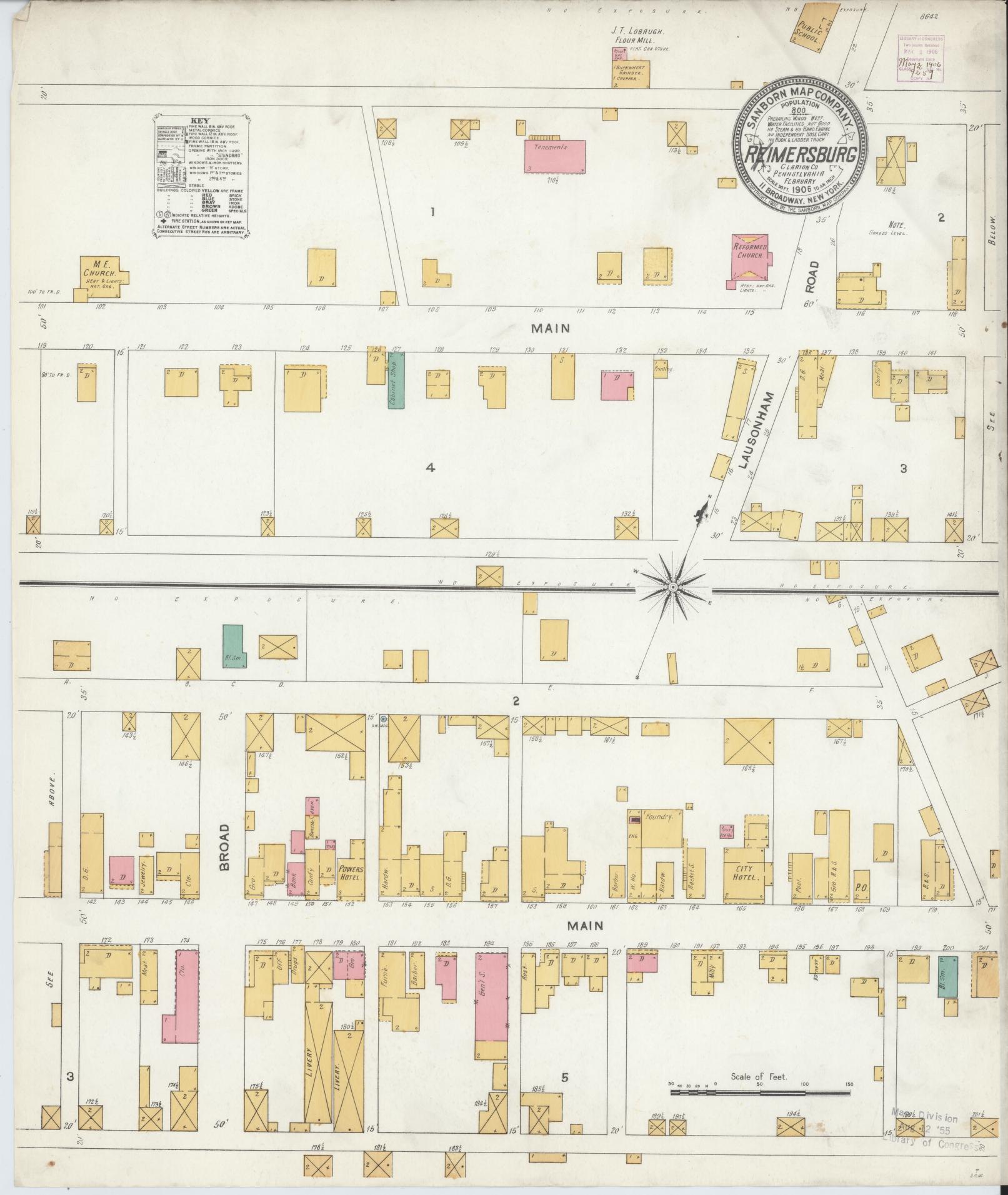 Sanborn Fire Insurance Map from Rimersburg, Clarion County, Pennsylvania. (1906) – Historic Sanborn Fire Insurance Map Print