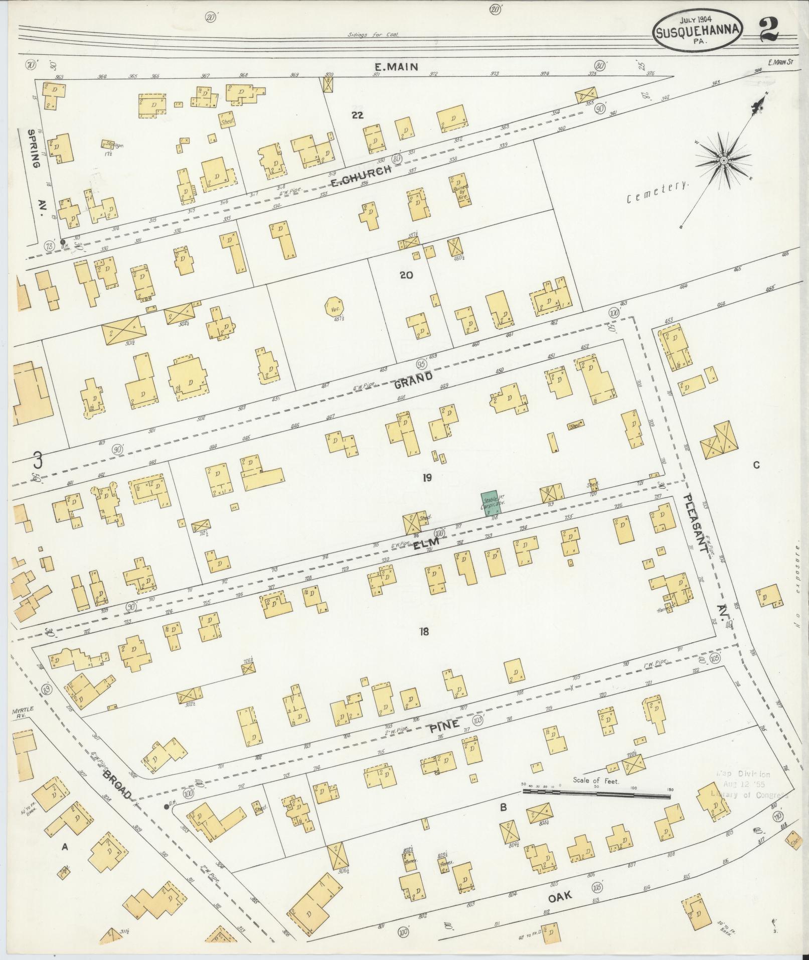 Sanborn Fire Insurance Map from Susquehanna, Susquehanna County, Pennsylvania (1904), Sheet #0002 - Complete Map Set gallery image, historic Sanborn map, vintage wall art, Pennsylvania Pennsylvania