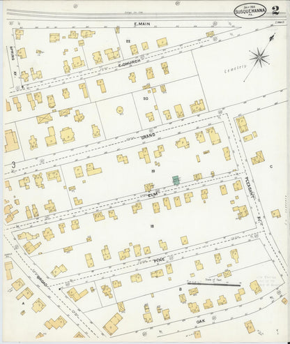 Sanborn Fire Insurance Map from Susquehanna, Susquehanna County, Pennsylvania (1904), Sheet #0002 - Complete Map Set gallery image, historic Sanborn map, vintage wall art, Pennsylvania Pennsylvania