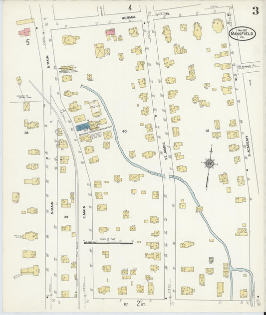 Sanborn Fire Insurance Map from Mansfield, Tioga County, Pennsylvania (1911), Sheet #0003 - Historic Sanborn Fire Insurance Map Print, vintage old map wall art, antique decor, genealogy gift, Pennsylvania Pennsylvania map