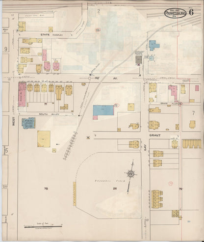 Sanborn Fire Insurance Map from Parkesburg, Chester County, Pennsylvania (1934), Sheet #0006 - Historic Sanborn Fire Insurance Map Print, vintage old map wall art, antique decor, genealogy gift, Pennsylvania Pennsylvania map
