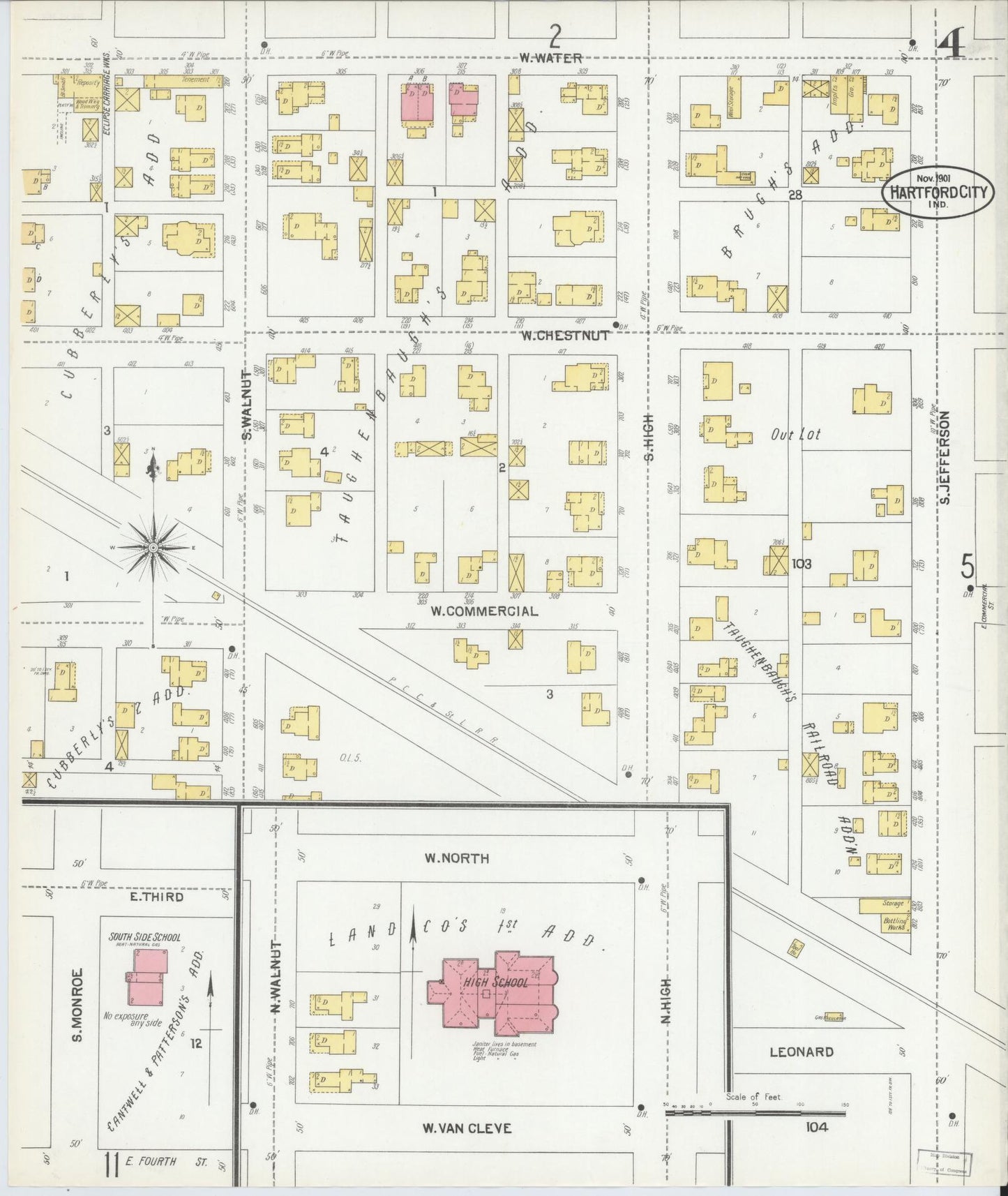 Sanborn Fire Insurance Map from Hartford City, Blackford County, Indiana (1901), Sheet #0004 - Complete Map Set gallery image, historic Sanborn map, vintage wall art, Indiana Indiana