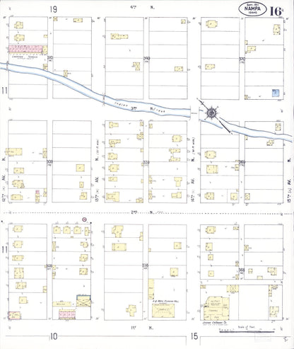 Sanborn Fire Insurance Map from Nampa, Canyon County, Idaho (1911), Sheet #0016 - Complete Map Set gallery image, historic Sanborn map, vintage wall art, Idaho Idaho