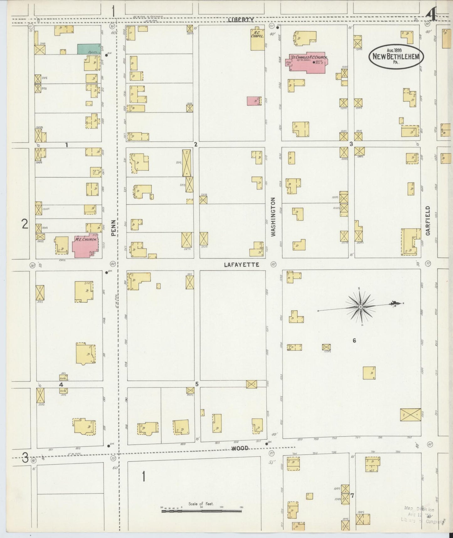Sanborn Fire Insurance Map from New Bethlehem, Clarion County, Pennsylvania (1899), Sheet #0004 - Historic Sanborn Fire Insurance Map Print, vintage old map wall art, antique decor, genealogy gift, Pennsylvania Pennsylvania map