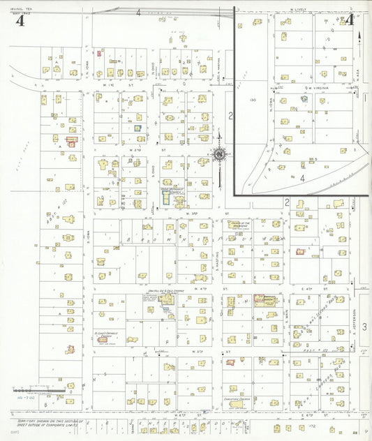 Sanborn Fire Insurance Map from Irving, Dallas County, Texas (1942), Sheet #0004 - Historic Sanborn Fire Insurance Map Print, vintage old map wall art, antique decor, genealogy gift, Texas Texas map