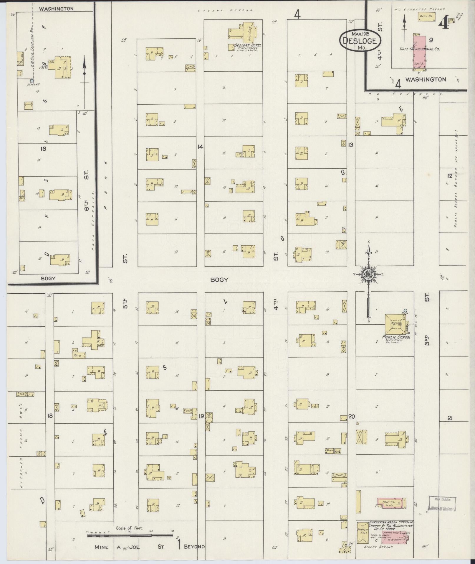 Sanborn Fire Insurance Map from Desloge, Saint Francois County, Missouri (1915), Sheet #0004 - Complete Map Set gallery image, historic Sanborn map, vintage wall art, Missouri Missouri