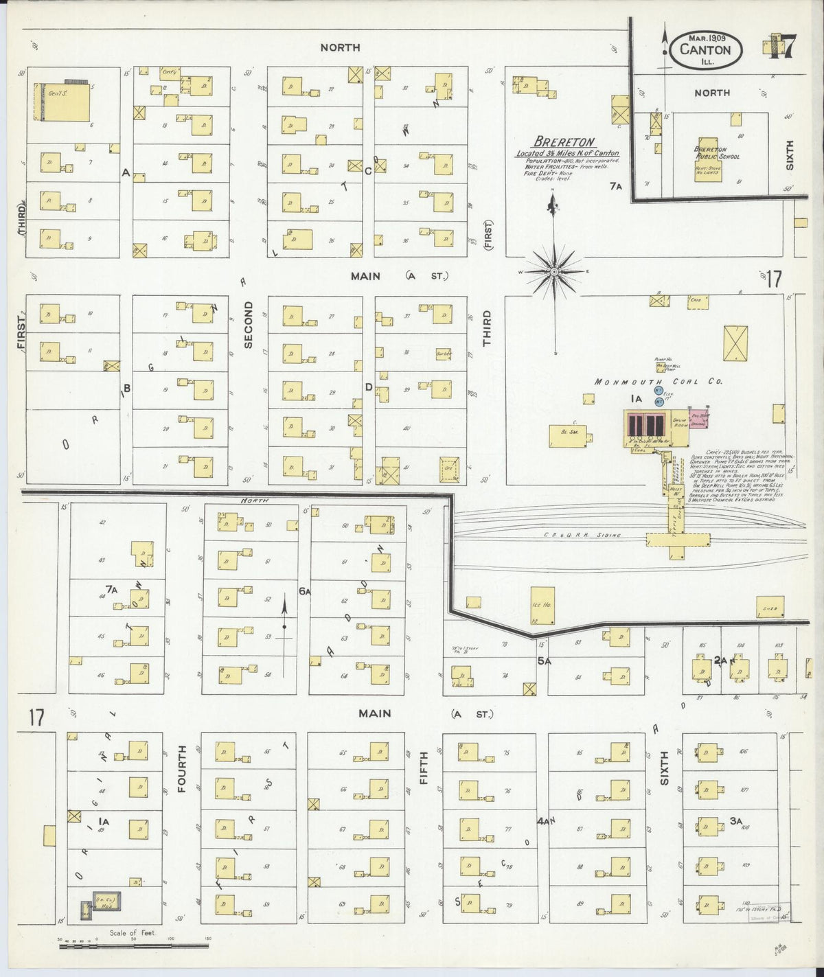 Sanborn Fire Insurance Map from Canton, Fulton County, Illinois (1909), Sheet #0017 - Historic Sanborn Fire Insurance Map Print, vintage old map wall art, antique decor, genealogy gift, Illinois Illinois map