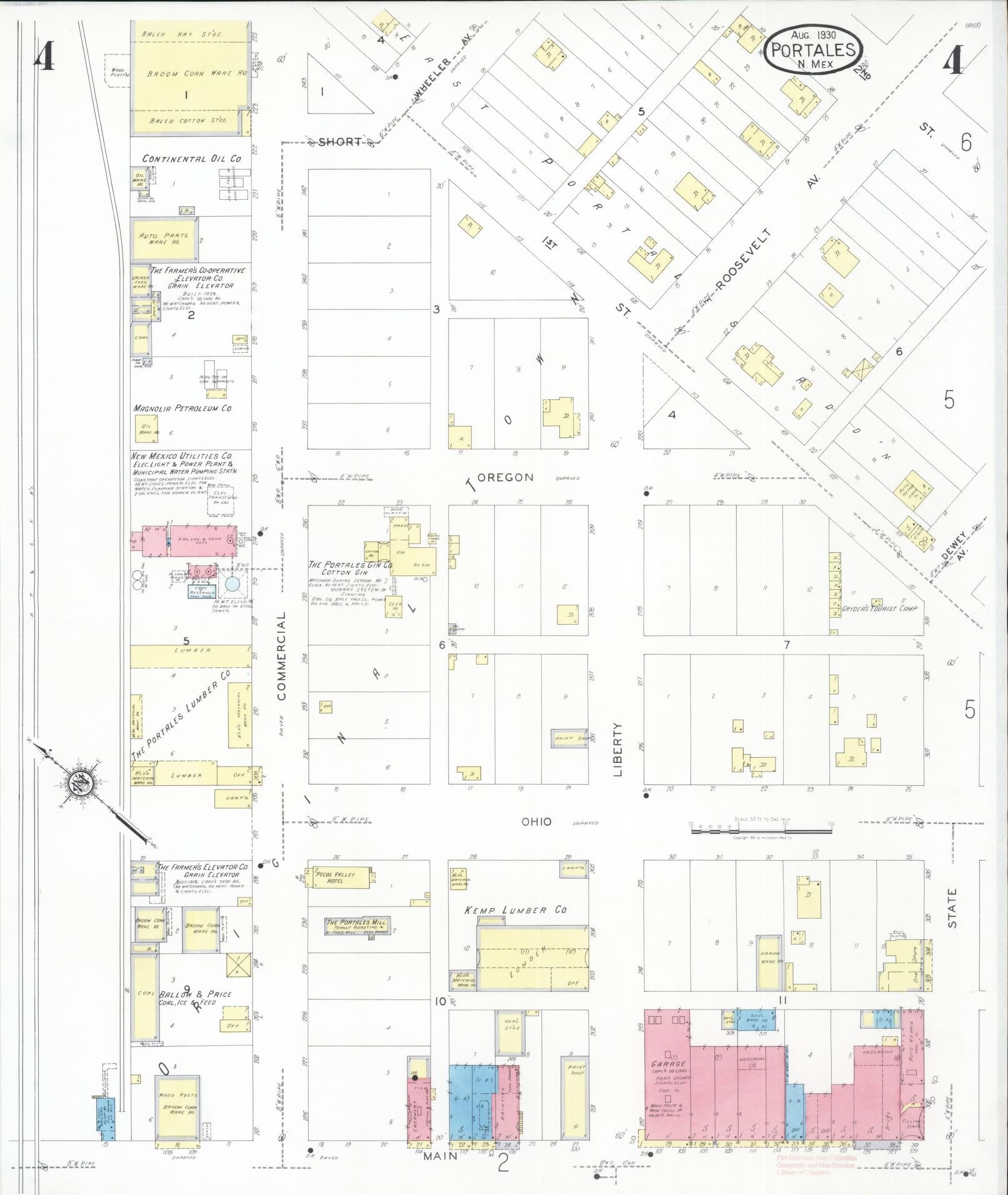 Sanborn Fire Insurance Map from Portales, Roosevelt County, New Mexico (1930), Sheet #0004 - Complete Map Set gallery image, historic Sanborn map, vintage wall art, New Mexico New Mexico