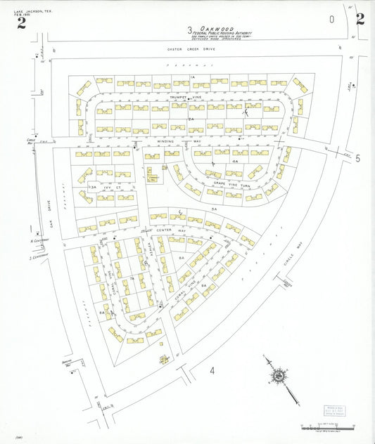 Sanborn Fire Insurance Map from Lake Jackson, Brazoria County, Texas (1951), Sheet #0002 - Historic Sanborn Fire Insurance Map Print, vintage old map wall art, antique decor, genealogy gift, Texas Texas map