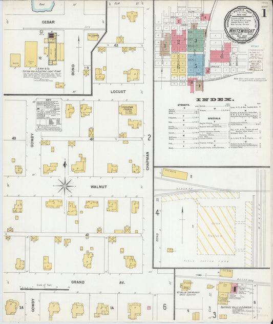 Sanborn Fire Insurance Map from Whitewright, Grayson County, Texas (1900), Sheet #0001 - Historic Sanborn Fire Insurance Map Print, vintage old map wall art, antique decor, genealogy gift, Texas Texas map