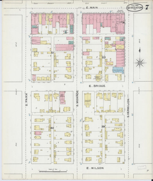 Sanborn Fire Insurance Map from Streator, La Salle County, Illinois (1892), Sheet #0007 - Historic Sanborn Fire Insurance Map Print, vintage old map wall art, antique decor, genealogy gift, Illinois Illinois map