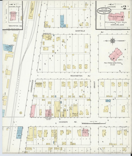 Sanborn Fire Insurance Map from Hankinson, Richland County, North Dakota (1914), Sheet #0002 - Historic Sanborn Fire Insurance Map Print, vintage old map wall art, antique decor, genealogy gift, North Dakota North Dakota map