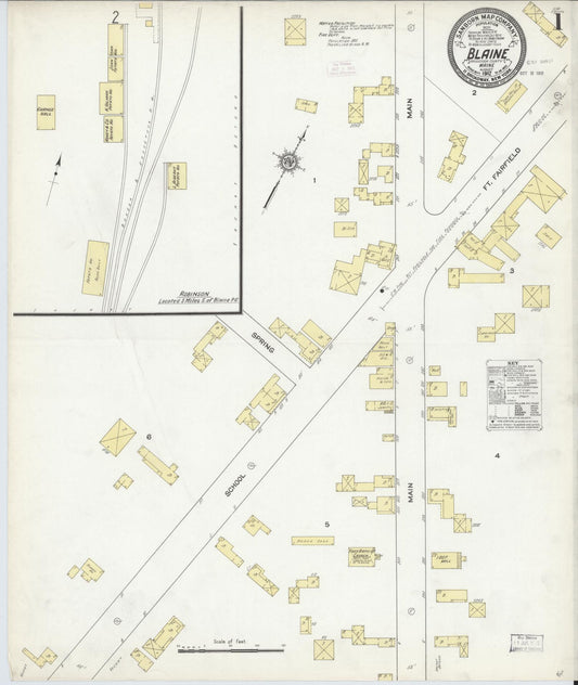 Sanborn Fire Insurance Map from Blaine, Aroostook County, Maine (1912), Sheet #0001 - Complete Map Set gallery image, historic Sanborn map, vintage wall art, Maine Maine