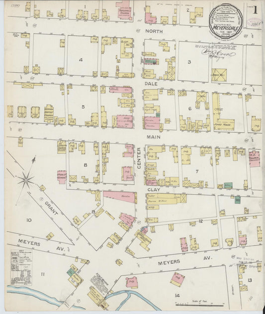 Sanborn Fire Insurance Map from Meyersdale, Somerset County, Pennsylvania (1887), Sheet #0001 - Historic Sanborn Fire Insurance Map Print, vintage old map wall art, antique decor, genealogy gift, Pennsylvania Pennsylvania map