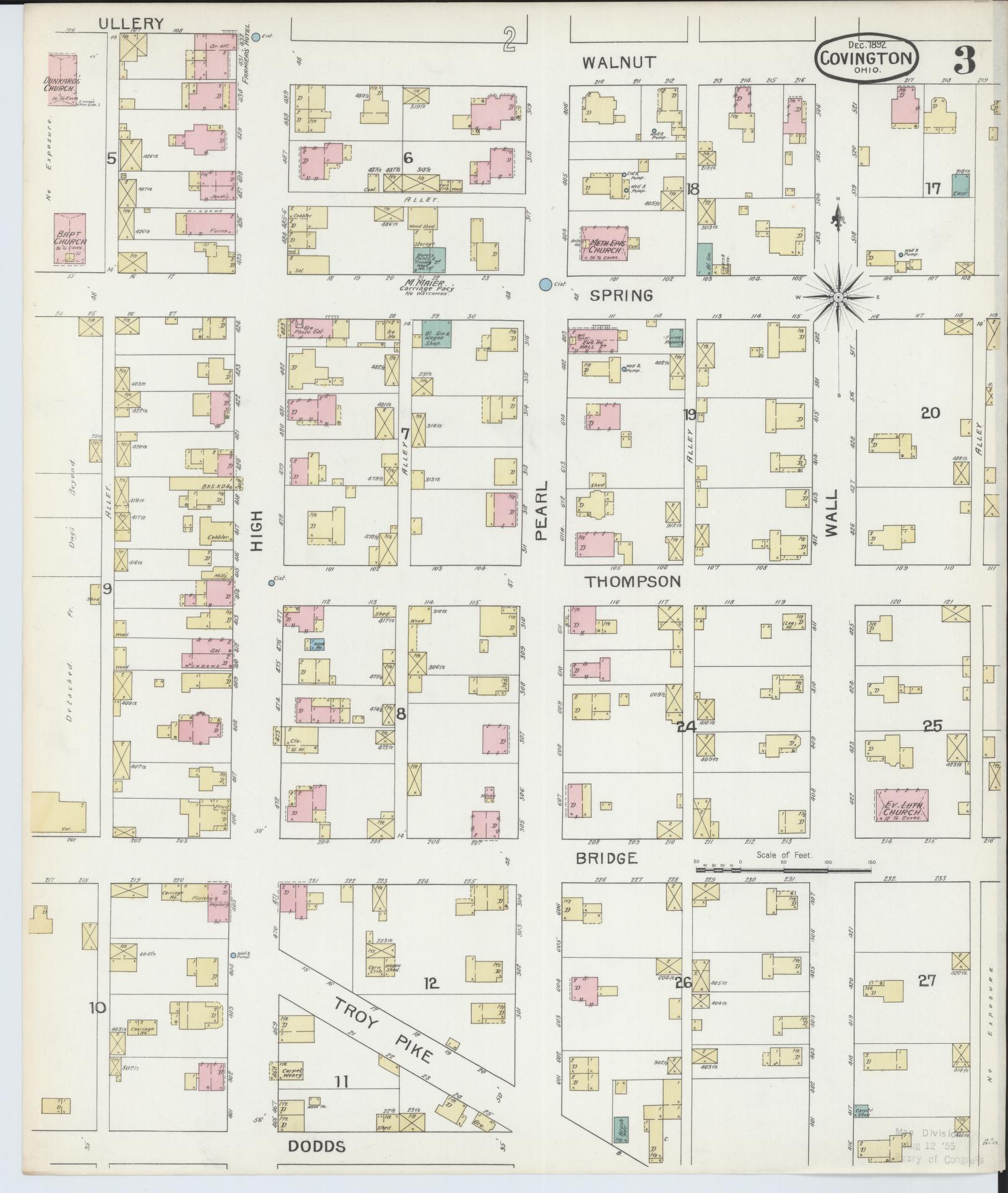 Sanborn Fire Insurance Map from Covington, Miami County, Ohio (1892), Sheet #0003 - Historic Sanborn Fire Insurance Map Print, vintage old map wall art, antique decor, genealogy gift, Ohio Ohio map