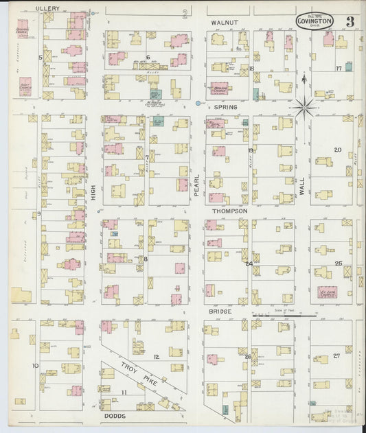 Sanborn Fire Insurance Map from Covington, Miami County, Ohio (1892), Sheet #0003 - Historic Sanborn Fire Insurance Map Print, vintage old map wall art, antique decor, genealogy gift, Ohio Ohio map