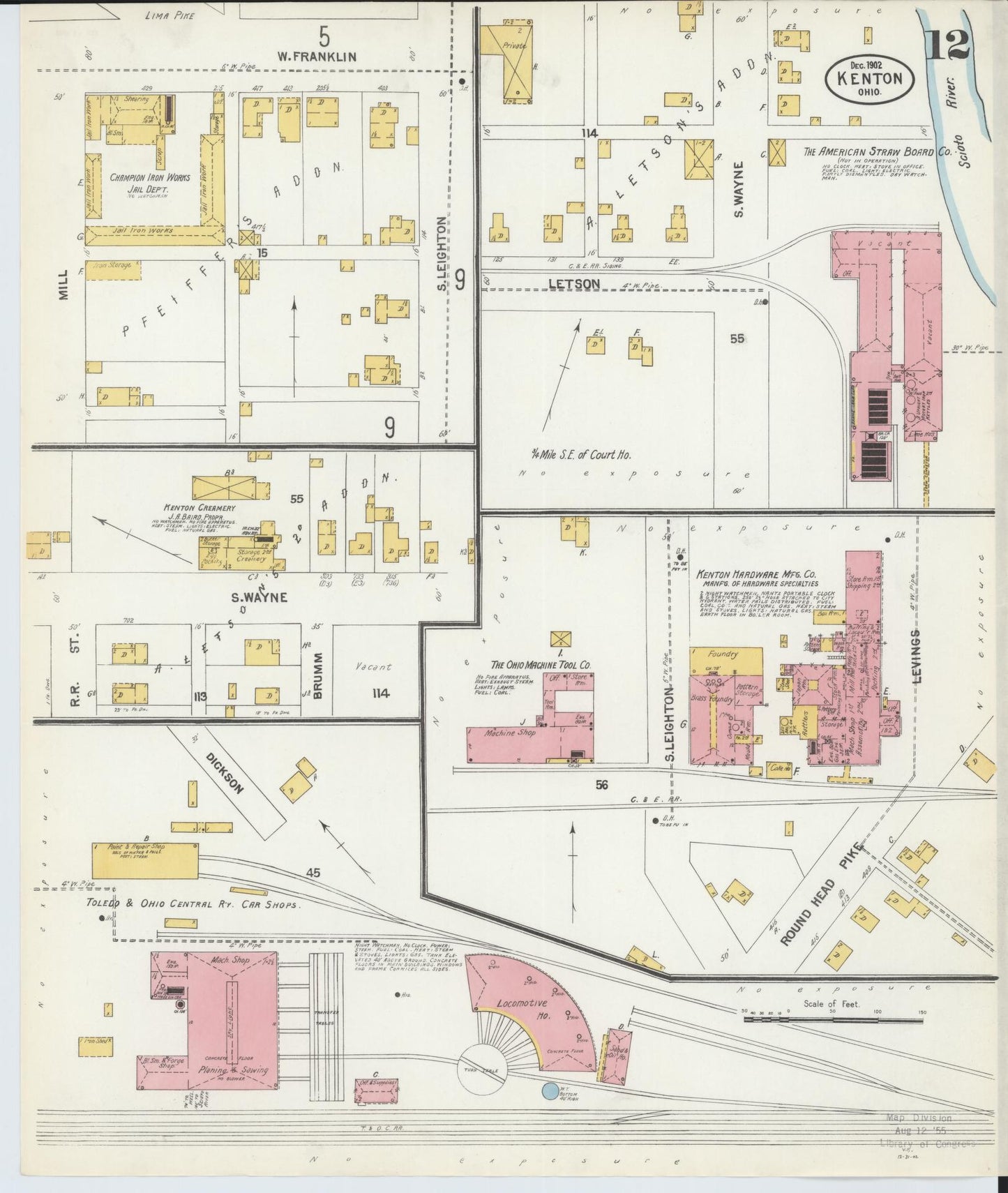 Sanborn Fire Insurance Map from Kenton, Hardin County, Ohio (1902), Sheet #0012 - Complete Map Set gallery image, historic Sanborn map, vintage wall art, Ohio Ohio