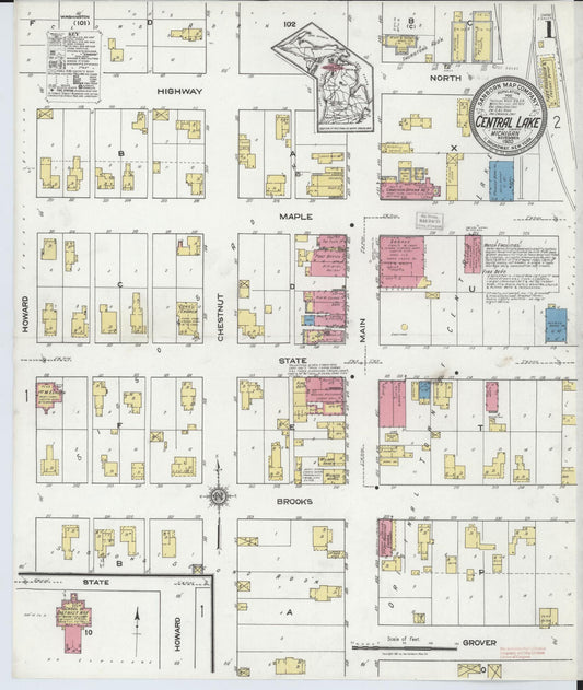 Sanborn Fire Insurance Map from Central Lake, Antrim County, Michigan (1920), Sheet #0001 - Historic Sanborn Fire Insurance Map Print, vintage old map wall art, antique decor, genealogy gift, Michigan Michigan map