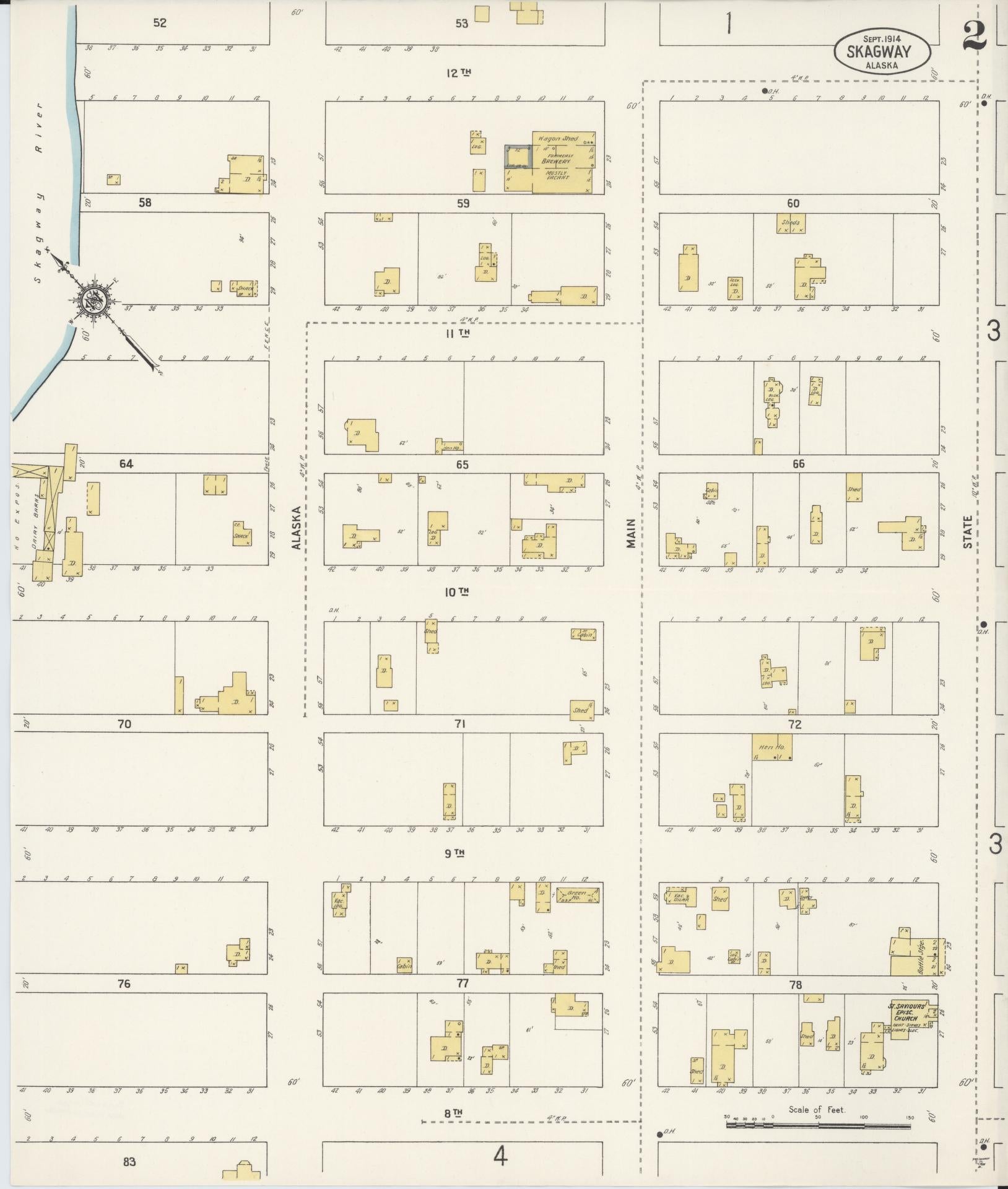 Sanborn Fire Insurance Map from Skagway, Skagway-yakutat Census Division, Alaska (1914), Sheet #0002 - Complete Map Set gallery image, historic Sanborn map, vintage wall art, Alaska Alaska