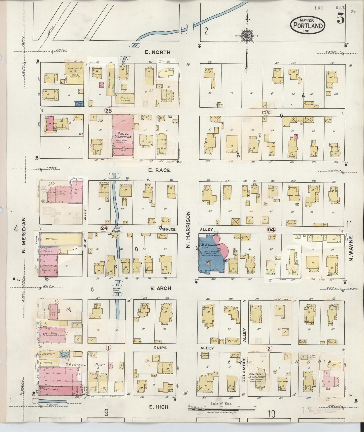 Sanborn Fire Insurance Map from Portland, Jay County, Indiana (1946), Sheet #0005 - Complete Map Set gallery image, historic Sanborn map, vintage wall art, Indiana Indiana