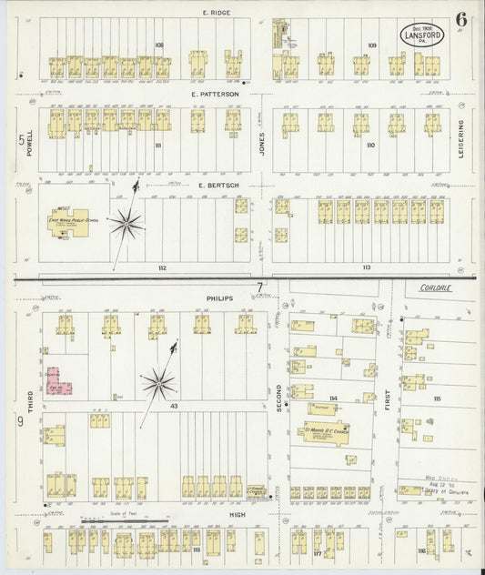 Sanborn Fire Insurance Map from Lansford, Carbon County, Pennsylvania (1908), Sheet #0006 - Historic Sanborn Fire Insurance Map Print, vintage old map wall art, antique decor, genealogy gift, Pennsylvania Pennsylvania map