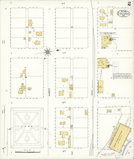 Sanborn Fire Insurance Map from Colusa, Colusa County, California (1907), Sheet #0002 - Historic Sanborn Fire Insurance Map Print, vintage old map wall art, antique decor, genealogy gift, California California map