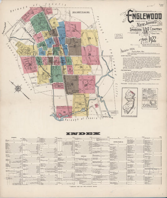 Sanborn Fire Insurance Map from Englewood, Bergen County, New Jersey. (1922) – Historic Sanborn Fire Insurance Map Print