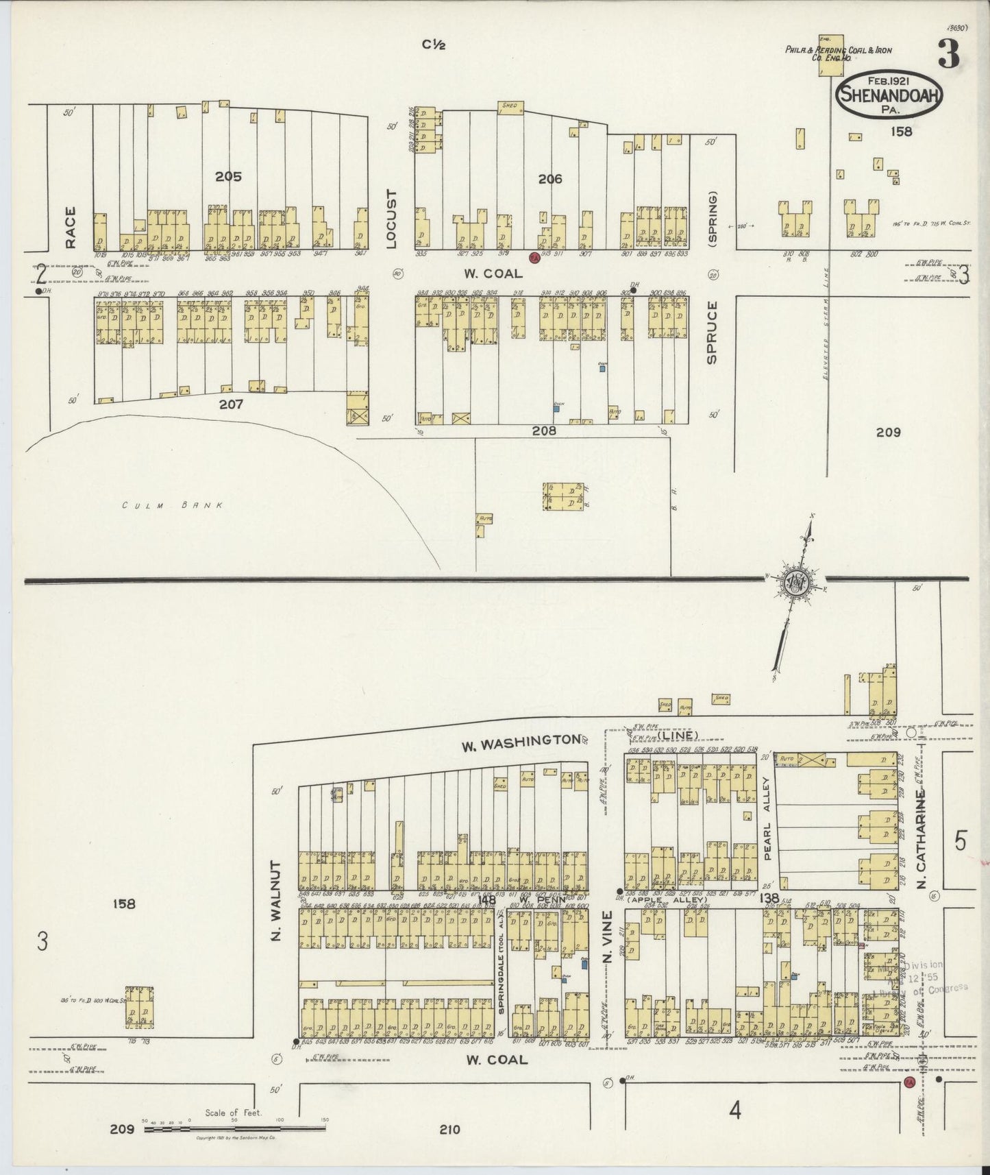 Sanborn Fire Insurance Map from Shenandoah, Schuylkill County, Pennsylvania (1921), Sheet #0003 - Complete Map Set gallery image, historic Sanborn map, vintage wall art, Pennsylvania Pennsylvania
