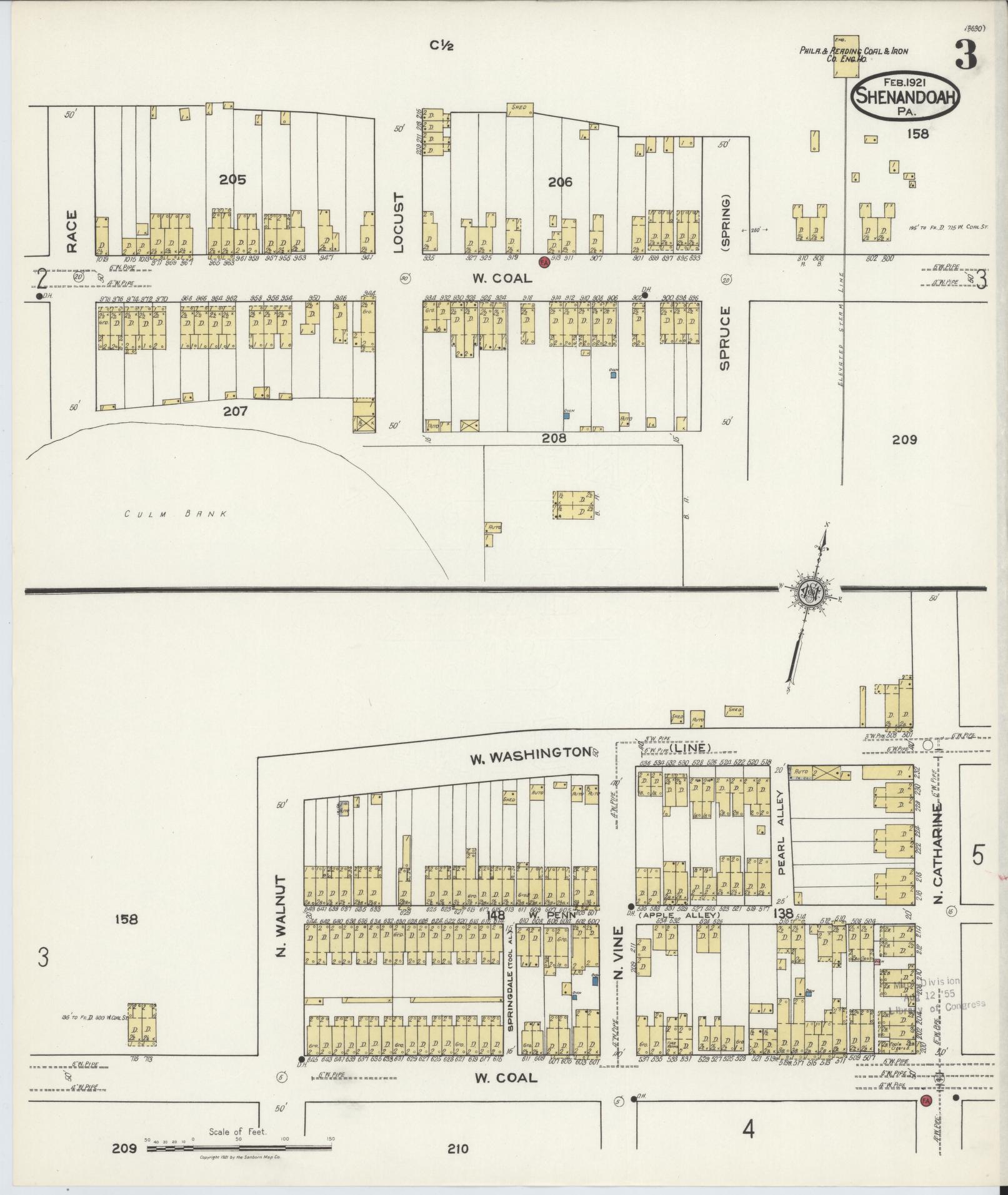 Sanborn Fire Insurance Map from Shenandoah, Schuylkill County, Pennsylvania (1921), Sheet #0003 - Complete Map Set gallery image, historic Sanborn map, vintage wall art, Pennsylvania Pennsylvania