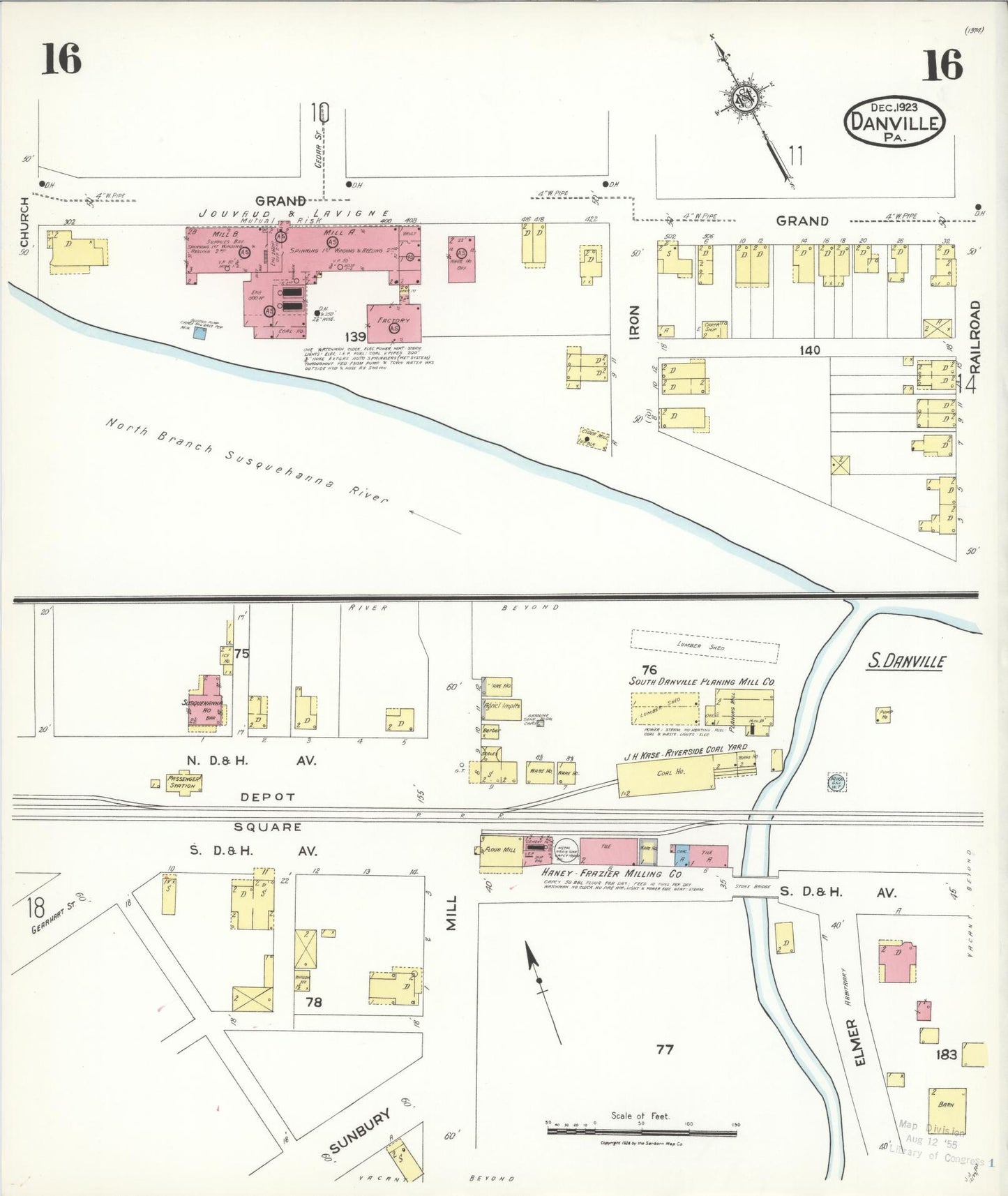 Sanborn Fire Insurance Map from Danville, Montour County, Pennsylvania (1923), Sheet #0016 - Historic Sanborn Fire Insurance Map Print, vintage old map wall art, antique decor, genealogy gift, Pennsylvania Pennsylvania map