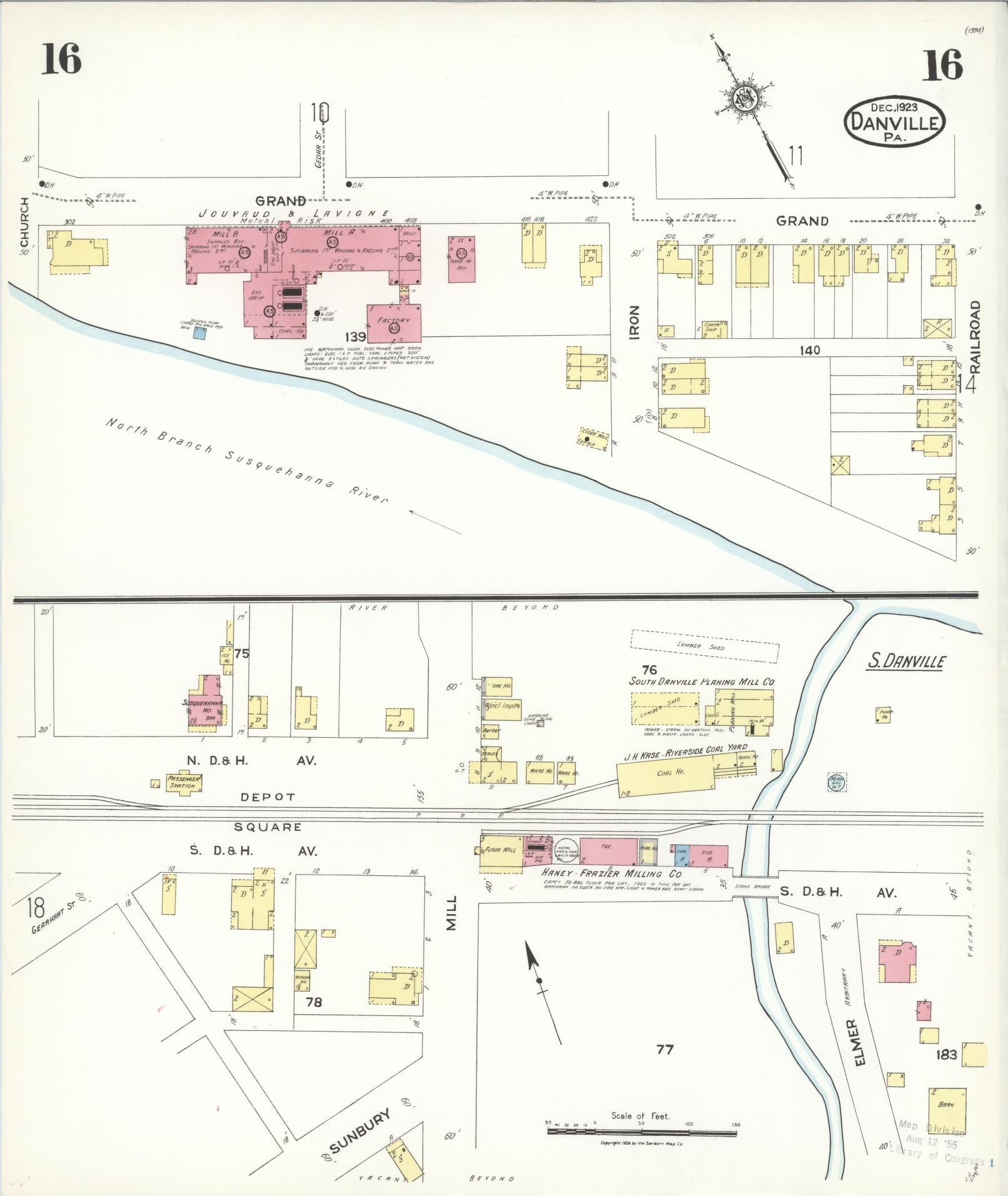 Sanborn Fire Insurance Map from Danville, Montour County, Pennsylvania (1923), Sheet #0016 - Historic Sanborn Fire Insurance Map Print, vintage old map wall art, antique decor, genealogy gift, Pennsylvania Pennsylvania map
