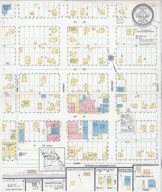 Sanborn Fire Insurance Map from Callao, Macon County, Missouri (1928), Sheet #0001 - Historic Sanborn Fire Insurance Map Print, vintage old map wall art, antique decor, genealogy gift, Missouri Missouri map