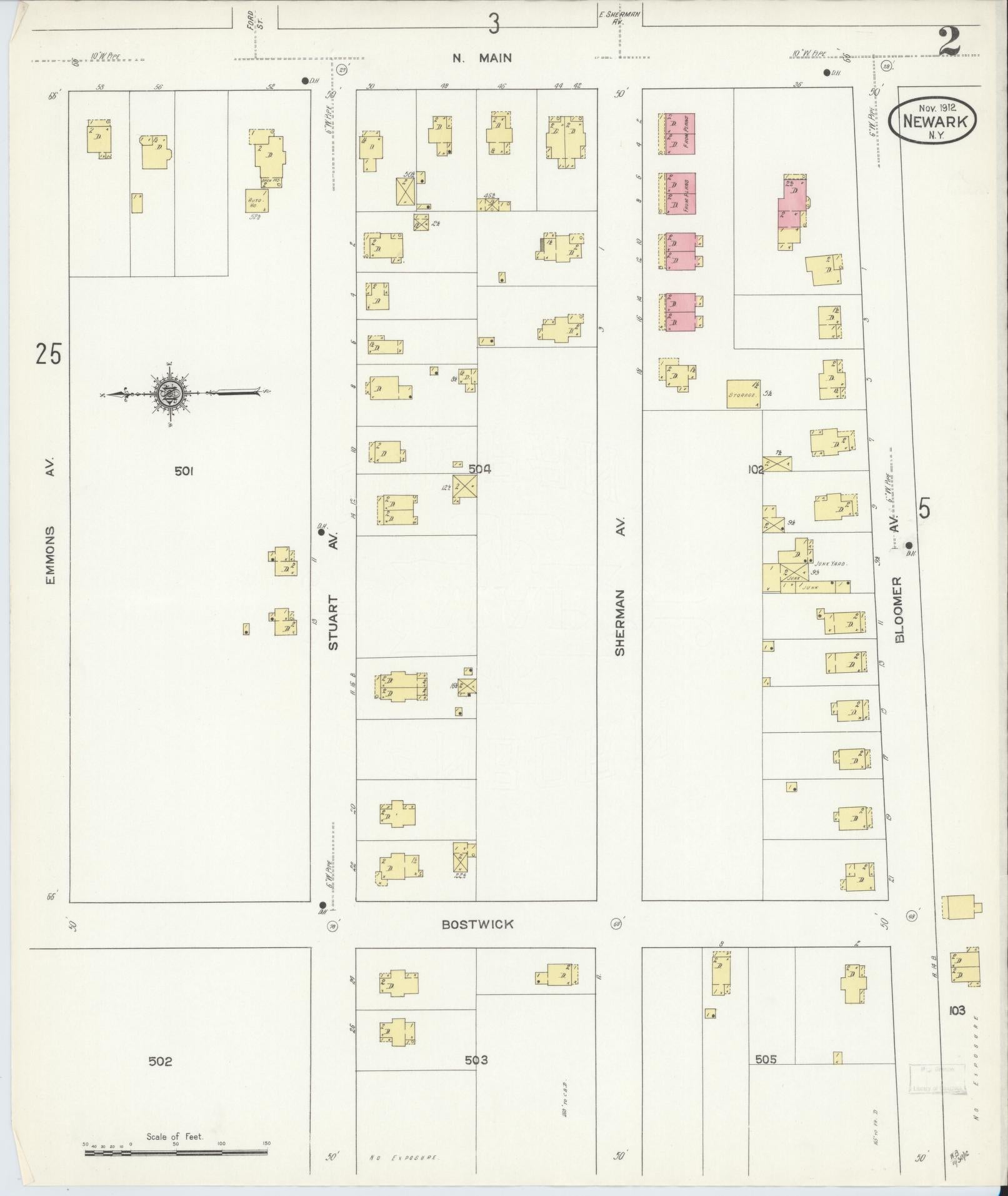 Sanborn Fire Insurance Map from Newark, Wayne County, New York (1912), Sheet #0002 - Complete Map Set gallery image, historic Sanborn map, vintage wall art, New York New York