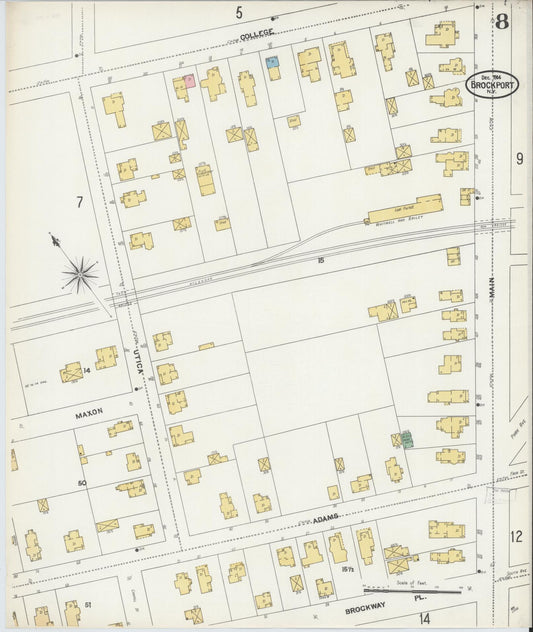 Sanborn Fire Insurance Map from Brockport, Monroe County, New York (1904), Sheet #0008 - Historic Sanborn Fire Insurance Map Print, vintage old map wall art, antique decor, genealogy gift, New York New York map