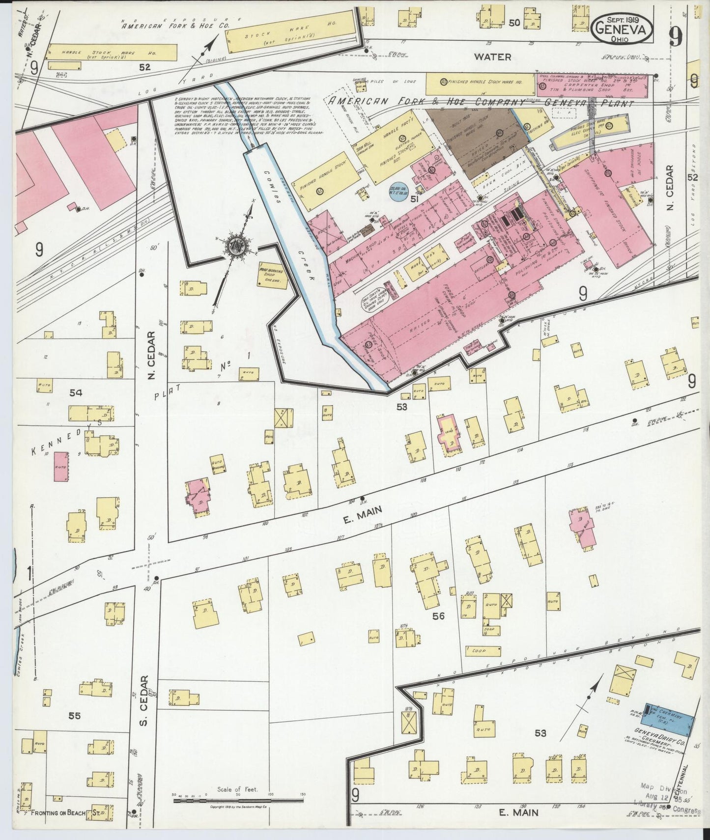 Sanborn Fire Insurance Map from Geneva, Ashtabula County, Ohio (1919), Sheet #0009 - Complete Map Set gallery image, historic Sanborn map, vintage wall art, Ohio Ohio