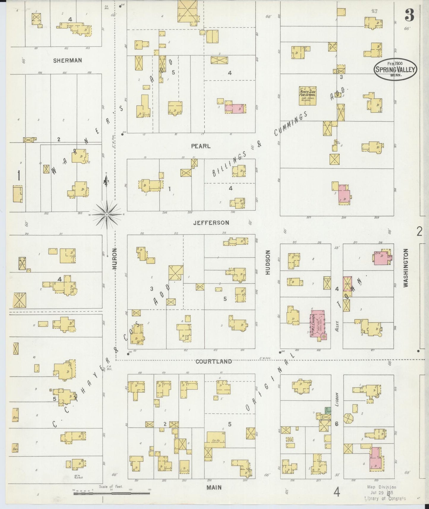 Sanborn Fire Insurance Map from Spring Valley, Fillmore County, Minnesota (1900), Sheet #0003 - Complete Map Set gallery image, historic Sanborn map, vintage wall art, Minnesota Minnesota