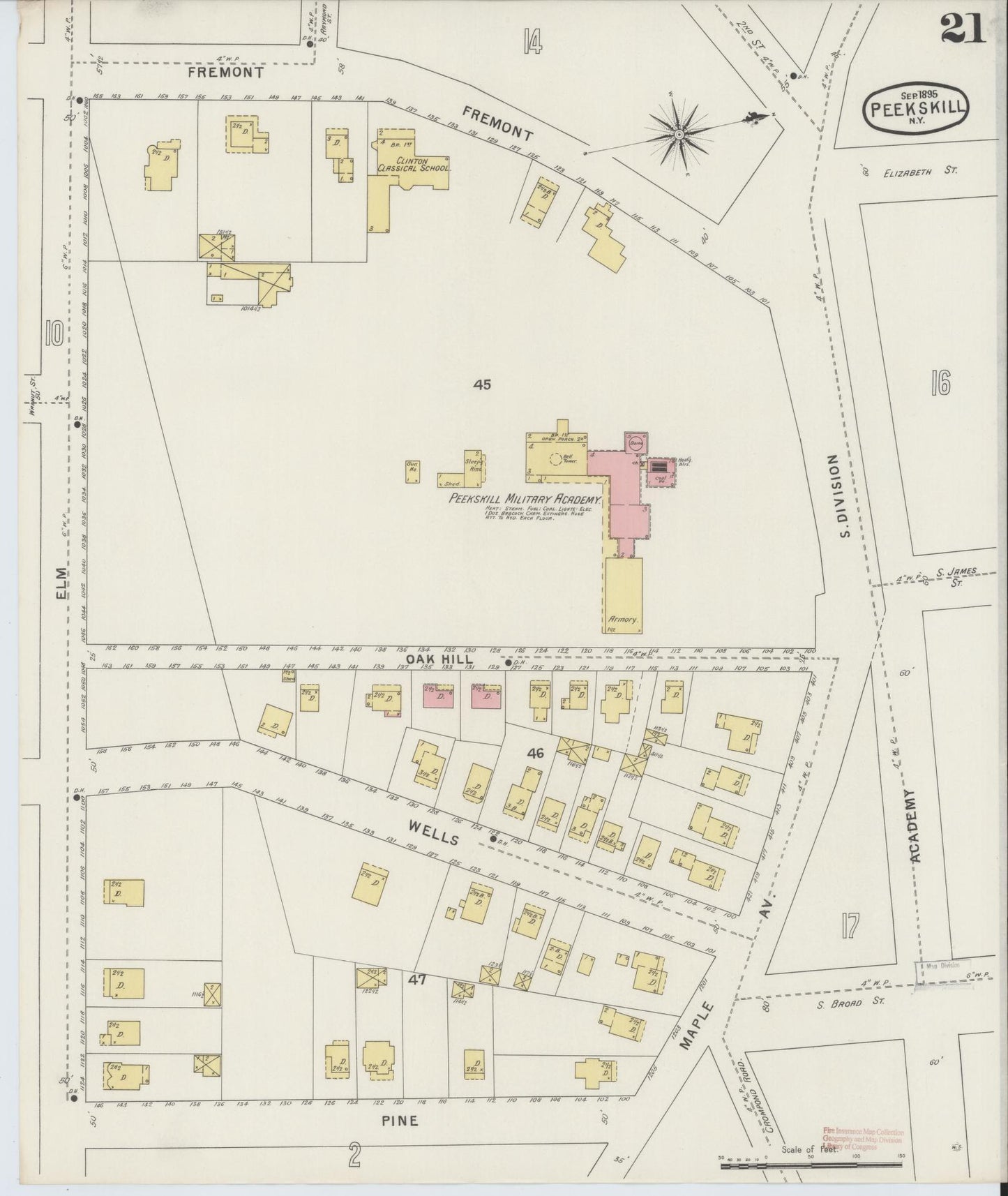 Sanborn Fire Insurance Map from Peekskill, Westchester County, New York (1895), Sheet #0021 - Complete Map Set gallery image, historic Sanborn map, vintage wall art, New York New York