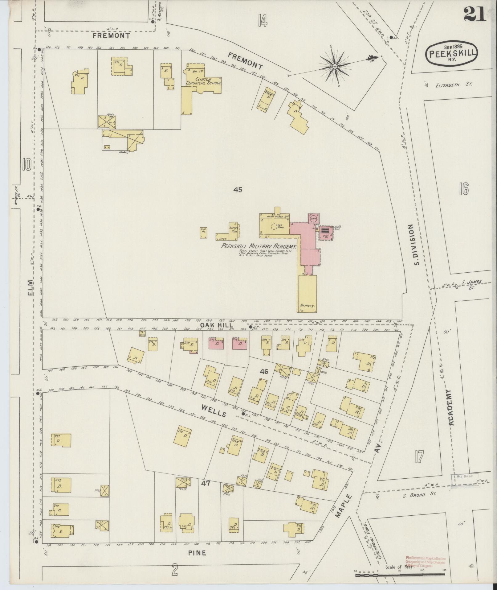 Sanborn Fire Insurance Map from Peekskill, Westchester County, New York (1895), Sheet #0021 - Complete Map Set gallery image, historic Sanborn map, vintage wall art, New York New York