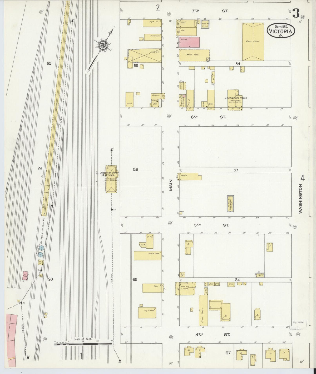 Sanborn Fire Insurance Map from Victoria, Lunenburg County, Virginia (1915), Sheet #0003 - Complete Map Set gallery image, historic Sanborn map, vintage wall art, Virginia Virginia
