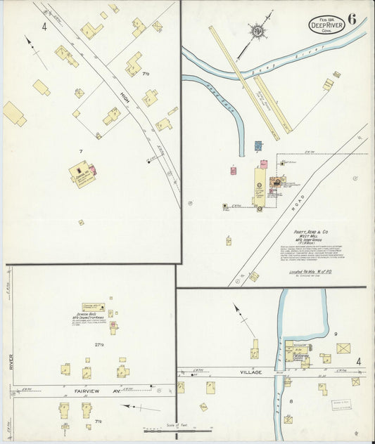 Sanborn Fire Insurance Map from Deep River, Middlesex County, Connecticut (1914), Sheet #0006 - Historic Sanborn Fire Insurance Map Print, vintage old map wall art, antique decor, genealogy gift, Connecticut Connecticut map