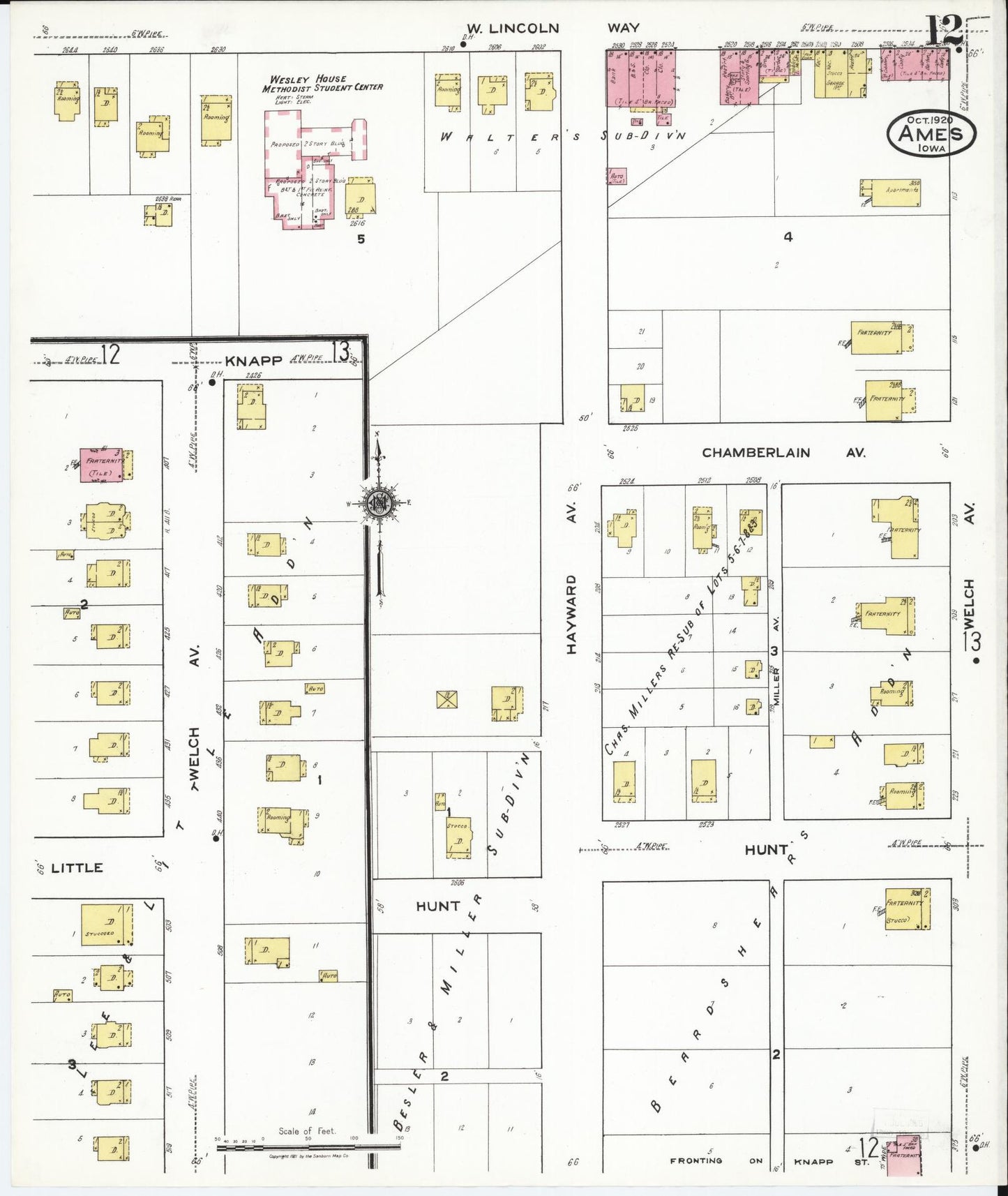 Sanborn Fire Insurance Map from Ames, Story County, Iowa (1920), Sheet #0012 - Historic Sanborn Fire Insurance Map Print