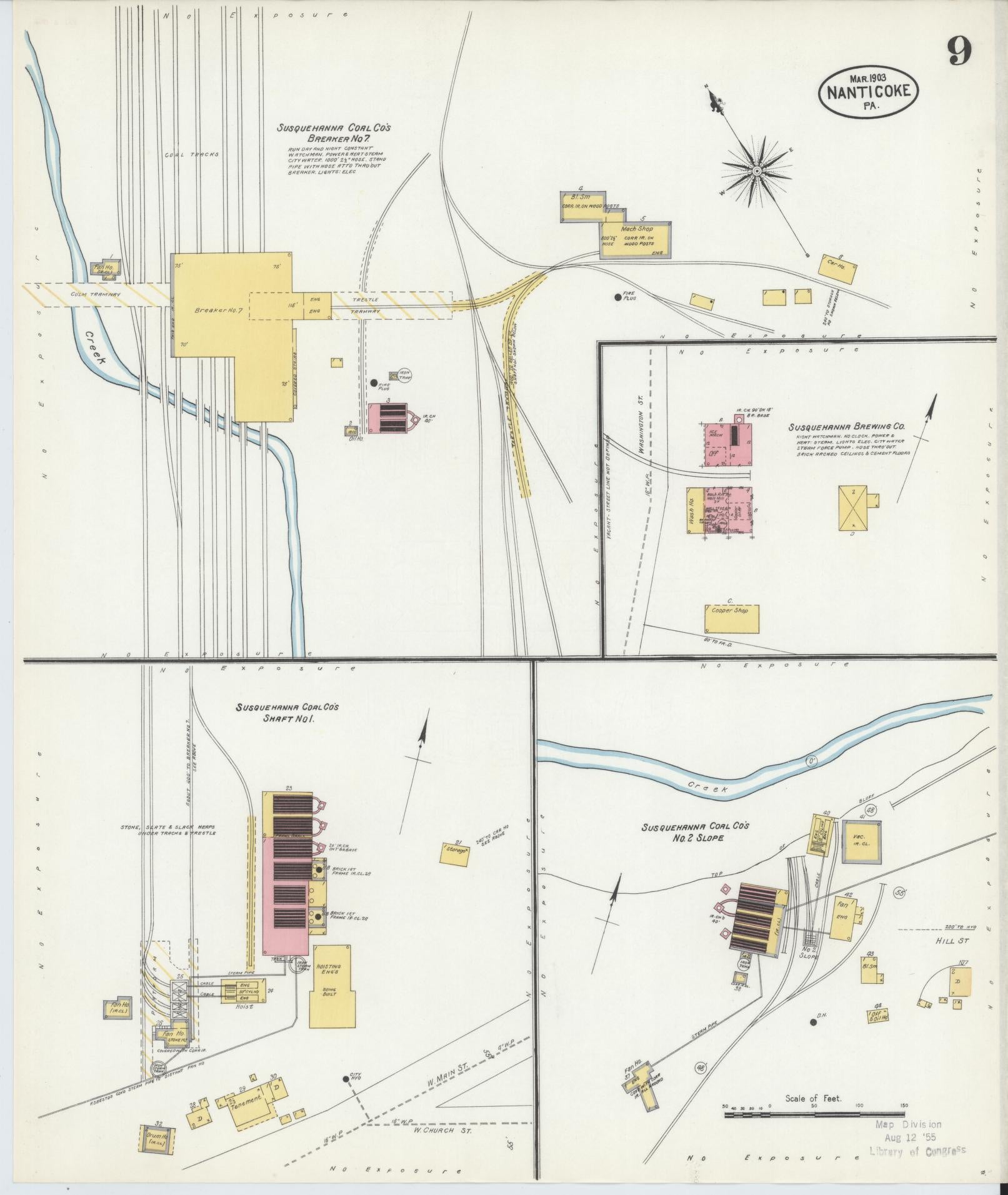 Sanborn Fire Insurance Map from Nanticoke, Luzerne County, Pennsylvania (1903), Sheet #0009 - Historic Sanborn Fire Insurance Map Print, vintage old map wall art, antique decor, genealogy gift, Pennsylvania Pennsylvania map